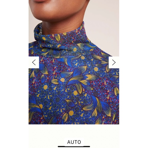 Anthropologie Electric Minimalist Gauzy Lined Sheer Floral Turtleneck Top Size L - Picture 3 of 16